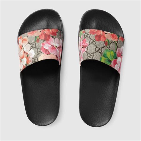 gucci slides with flowers.